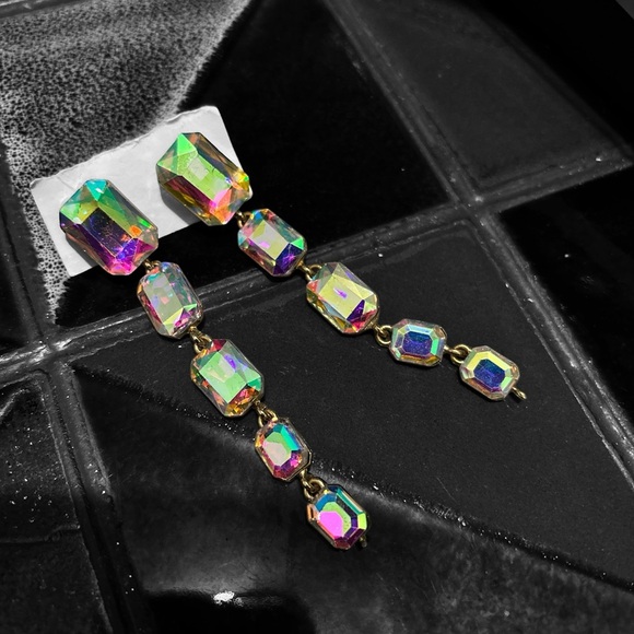 Gift with purchase Long Dangling Crystal Earrings - vintage 80’s - Picture 7 of 9